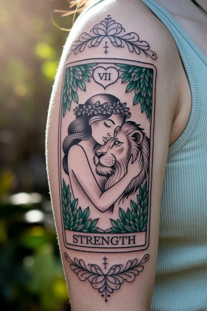 The Strength Tarot Card Tattoo