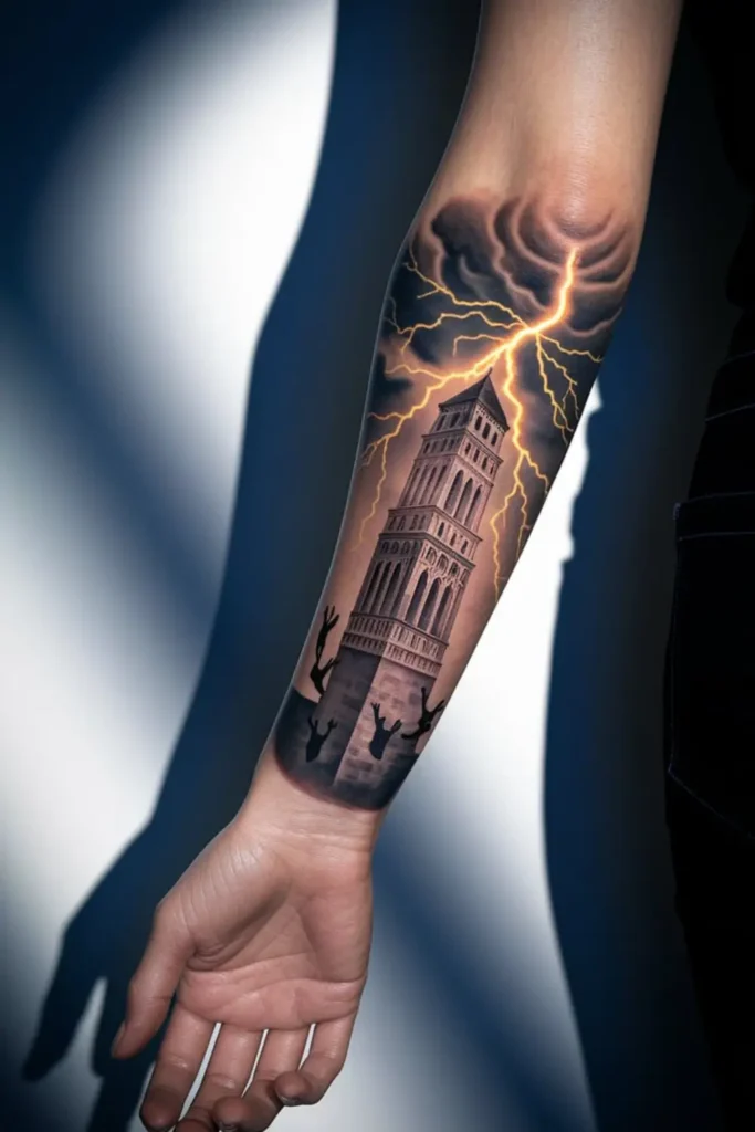 The Tower Tarot Card Tattoo
